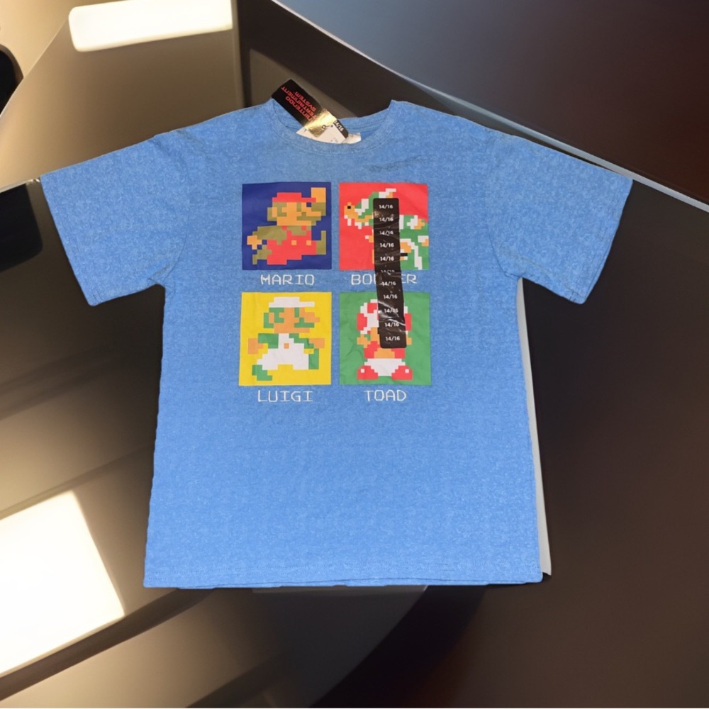Nintendo Mario Brothers Licensed Blue Boys Retro Tee Uniquely Processed NWT